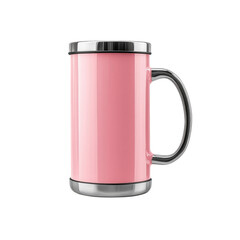 Pink Enamel Mug with Silver Lid and Handle - Mockup for Branding and Design