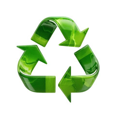 Fototapeta premium A recycling symbol in bright neon green on transparent background