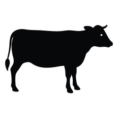 Cow black silhouette vector isolated on white background	