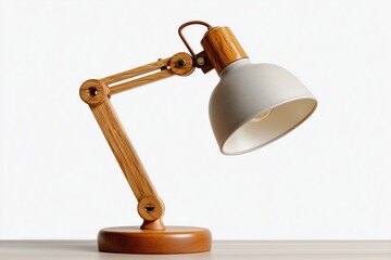 wooden desk lamp isolated on crisp white