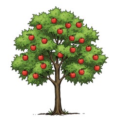 Fototapeta premium Abundance: A Hand-Drawn Apple Tree