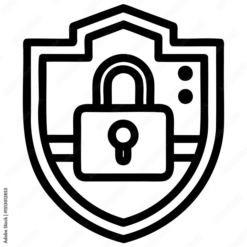 Aufkleber black silhouette chrome secure icon in vector format with transparent background