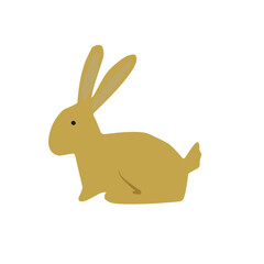 Flat vector illustration of a rabbit with a calm and adorable expression. Perfect for Easter themes, pet collections, children’s content, and educational graphics