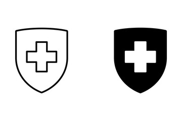 Medicine shield icon set. medical protection sign editable, web template vector illustration on white background
