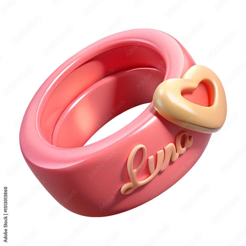 Poster delightful 3d rendered pink ring with a heart-shaped design and the name luna elegantly displayed in