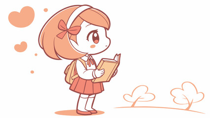 Cute Cartoon Schoolgirl Walking with Backpack – Student Character Illustration