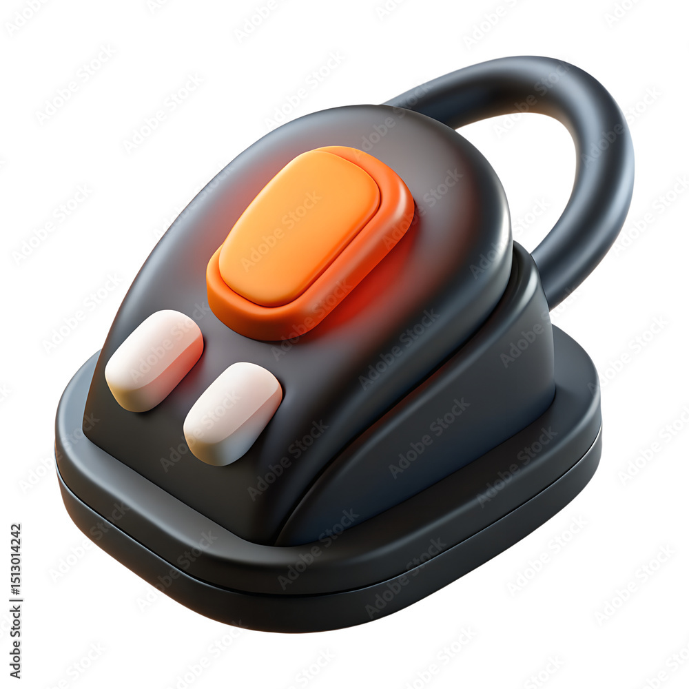 Poster modern 3d plastic-style icon representing a digital tool with buttons and a handle on a dark backgro