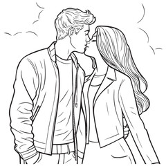 Romantic Couple Sharing a Tender Kiss Outdoors