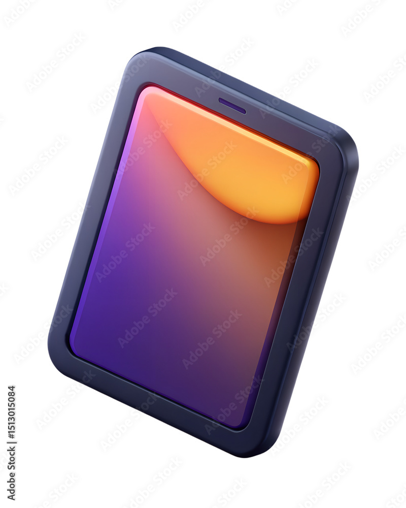 Poster stylized 3d rendered tablet computer icon showcasing a modern design and vibrant screen with a gradi