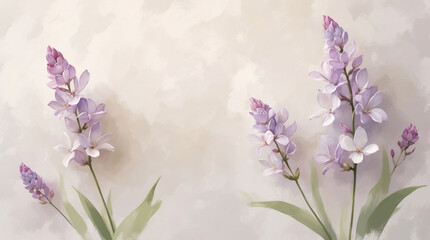 minimal floral scene with pastel lavender flowers on white cream background styled for romantic botanical flatlay theme floral botanical wallpaper background