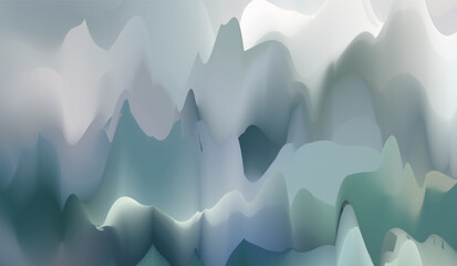 Abstract blue sky and sea with stars, waves, and distant mountains