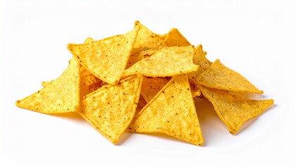 Golden nachos chips isolated on white background 