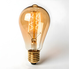 Vintage Edison Bulb: Amber Glass & Gold Base - Retro Lighting Design isolated on transparent background