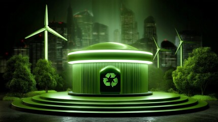 Green City Future: Sustainable Living with Wind Energy & Recycling