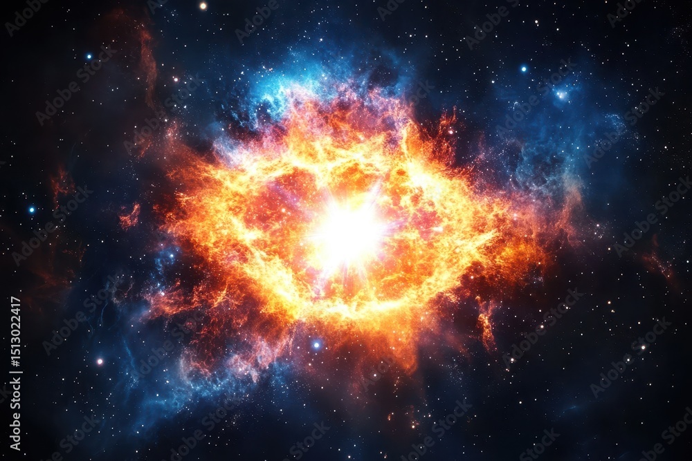 Aufkleber bright supernova explosion in deep space filled with swirling nebulae. use for science, space explor