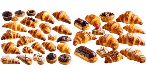  Assorted Sweet Dessert Pastry Collection Isolated on Transparent Background PNG