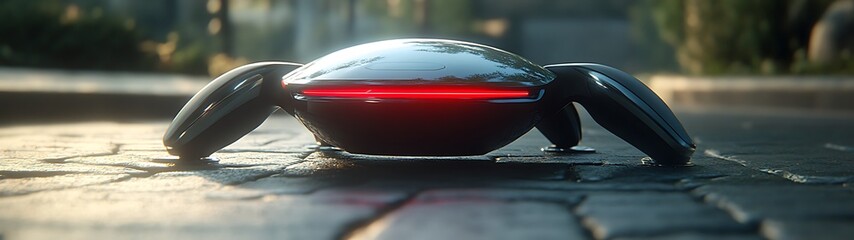 Futuristic robot on a paved surface