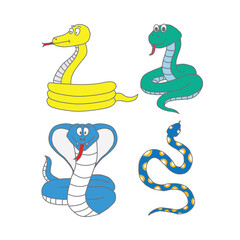 Fototapeta premium hand drawn snake and cobra collection vector images