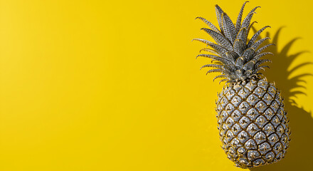 Obraz premium pineapple on a yellow background