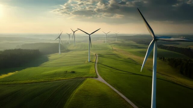 Wind generators on the field