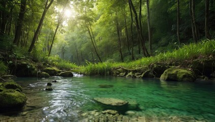 Fototapeta premium pur untouched green nature and clean water