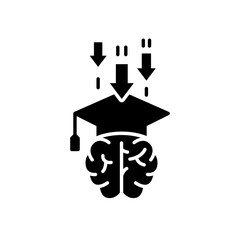 School Stress and Academic Pressure Icon Solid Design Glyph Symbol Depicting Mental Health Issues in Education