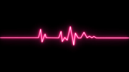 Heart rate monitor electrocardiogram beautiful red bright design on black background. Heartbeat...
