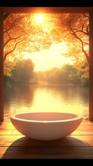 Tranquil outdoor bathtub
