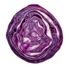 Obraz premium Vibrant Red Cabbage Cross Section Detailed Macro of a Fresh Purple Cabbage Slice