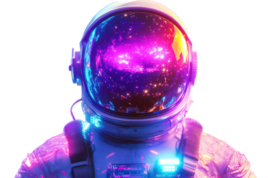 Astronaut's Cosmic Reflection: A Vivid Journey into the Stellar Nebula - Powered by Adobe