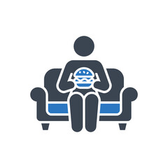 Fototapeta premium Sitting with Burger Icon