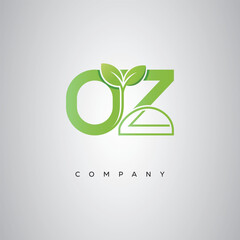 OZ Natural Leaf Monogram Logo – Elegant Eco-Friendly Initial Design for Creative Branding & Organic Businesses