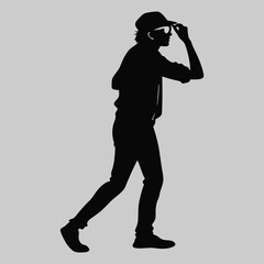 a person removing sunglass silhouette vector design art and illustration