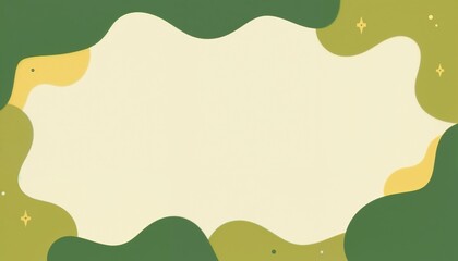 Abstract organic frame design with green and yellow colors, playful atmosphere, blank space for text