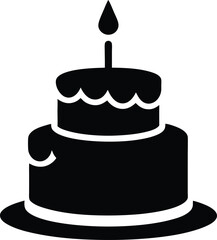 Delicious Two-Tiered Birthday Cake with Candle A Sweet Celebration Icon