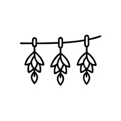 Hanging herbs icon in line style, traditional black outline symbol