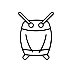 Dragon Boat Festival drum icon in black line style, traditional design