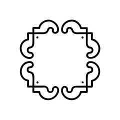 Squared Chinese border in black outline style, cultural decorative frame