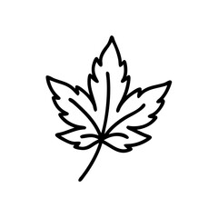 Mugwort leaf icon in black outline, traditional herbal symbol