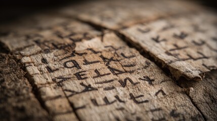 Ancient Inscriptions On Fragmented Stone Slabs Close Up