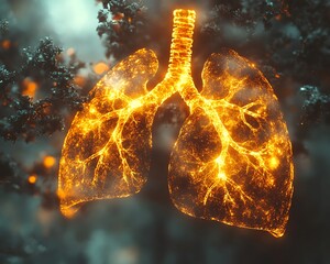 Lungs, glowing, anatomical, detailed