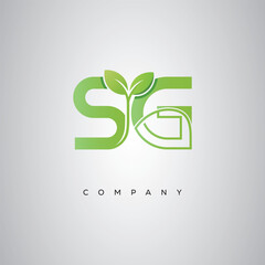 SG Natural Leaf Monogram Logo – Elegant Eco-Friendly Initial Design for Creative Branding & Organic Businesses