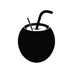 Refreshing Coconut Drink Tropical Delight with Straw