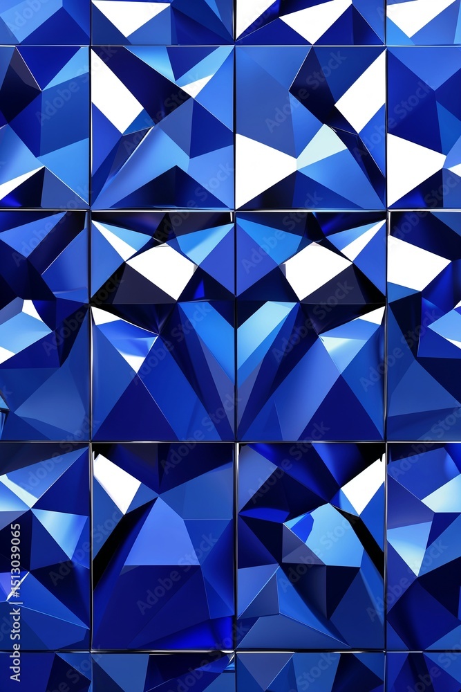 Aufkleber sapphire gradient tile mosaic with sharp cuts background for card or greeting template banner backdr