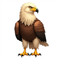 Obraz premium Majestic Cartoon Bald Eagle Illustration with Detailed Feathers and Sharp Claws Standing Proudly on transparent background