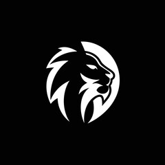 Bold lion head button style illustration, ideal for sports, fashion, or business branding.