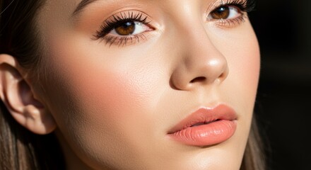 Fototapeta premium Closeup Portrait of a Young Woman with Natural Makeup