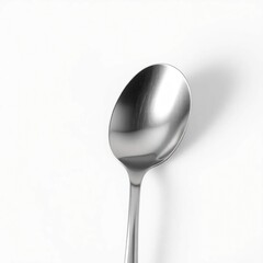 Close-up of a shiny silver spoon on a white surface (2)