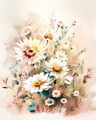 Beautiful arrangement of white and pastel flowers in soft hues.