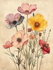 A beautiful arrangement of colorful wildflowers in bloom.